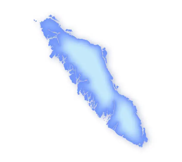 Vector illustration of Vancouver Island, British Columbia, Canada Soft Blue Vector Map Illustration