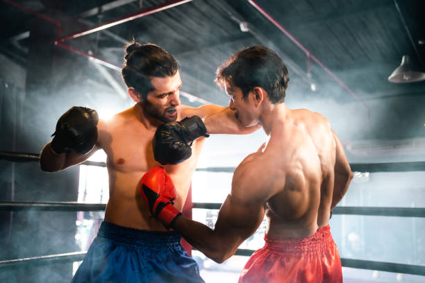 Free Stock Photo of Two men wearing boxing gloves and helmets ...