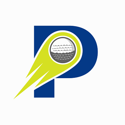 Letter P Golf   Concept With Moving Golf Ball Icon. Hockey Sports  type Symbol Vector Template
