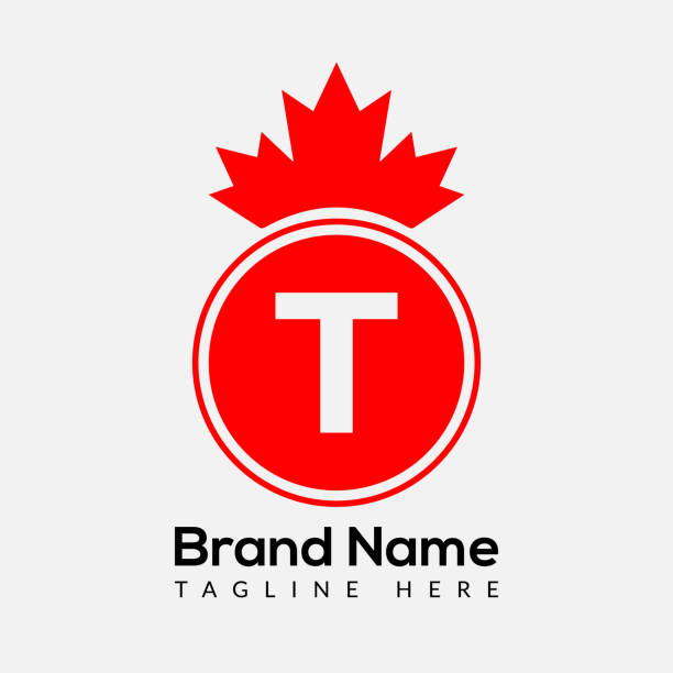 Maple Leaf On Letter T Logo Design Template. Canadian Business Logo, business, and company identity. Maple Leaf On Letter T Logo Design Template. Canadian Business Logo, business, and company identity. algonquin provincial park stock illustrations
