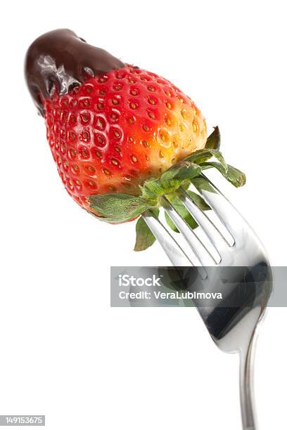 Chocolate Strawberry On Fork Stock Photo - Download Image Now - Agriculture, Berry Fruit, Candy