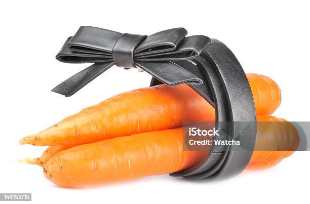 Carrots And Womens Leather Belt Diet Concept Stock Photo - Download Image Now - Belt, Black Color, Body Care