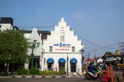 Yogyakarta, Indonesia - March 20, 2023: Bank BPD DIY Malioboro. BPD DIY bank building.
