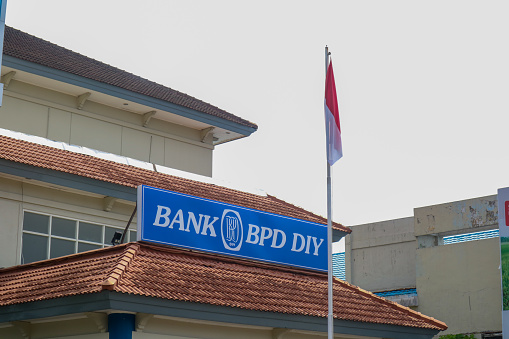 Yogyakarta, Indonesia - March 20, 2023: Signboard of BPD DIY Bank. Bank BPD DIY senopati branch