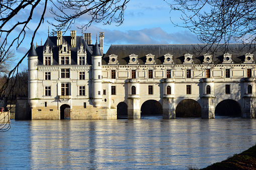 Old town of Le Mans with the cathedral of Saint Julien in the background in the Pays de la Loire region in north-western France