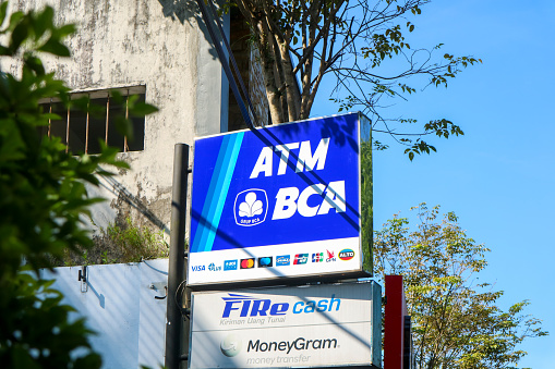 Wonosobo, Indonesia - April 5, 2023: Signboard of Bank BCA. Bank Central Asia Tbk is the largest private bank in Indonesia.