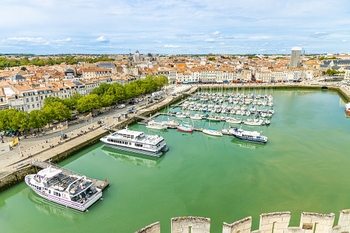 Aerial view of the marina of the Vieux Port of La Rochelle, France