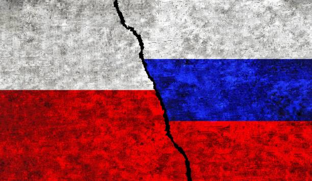 istock Russia and Poland flags together. Poland Russia relations 1491546146