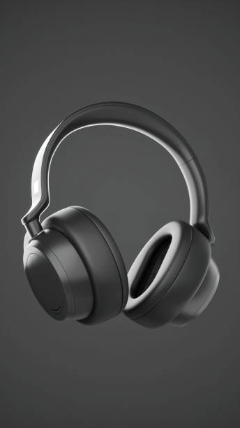 istock Earphones Concept Black Background - Music Abstract Backgrounds 1491552264