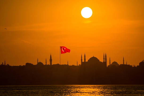 Bosphorus at sunset, Istanbul, Turkey stock photo