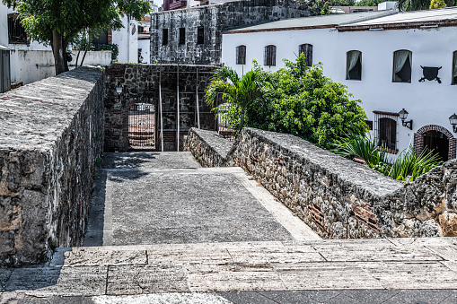 Behind the fortress wall in the Colonial City, Santo Domingo, the Dominican Republic.