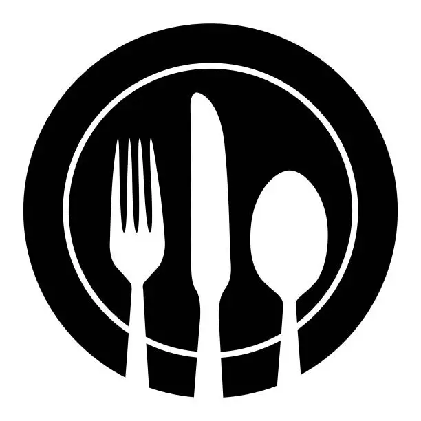 Vector illustration of Plate And Silverware Icon