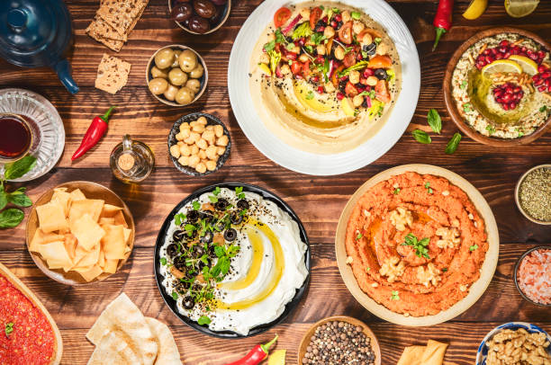 istock Varieties of Delicious Middle Eastern Meze and Dips 1491565878