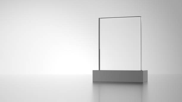 istock Glass award with metal base isolated on gray background. 1491570042