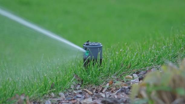 istock Rotating Retractable Automatic Sprinkler Watering Garden Grass Lawn 1491572610