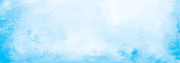 абстрактный голубая акварель фон. - illustration and painting panoramic sky snow stock illustrations