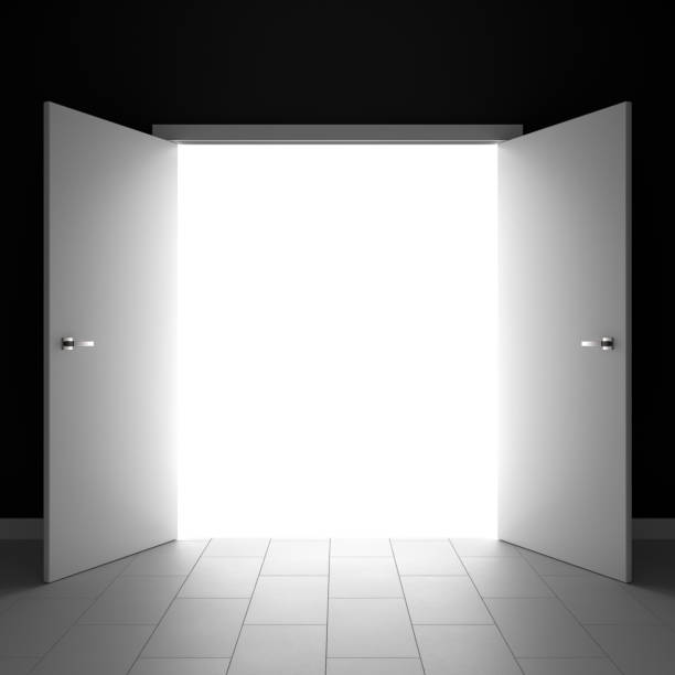 istock Mock-up scene with open doors. The concept of going out. 3d rendering. 1491580473