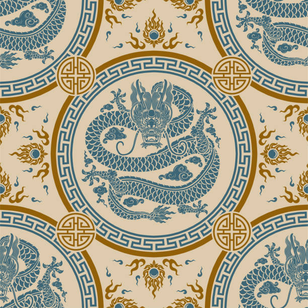 istock Seamless pattern happy chinese new year 2024 the dragon zodiac sign with asian elements paper cut style on color background. ( Translation : happy new year 2024 year of the dragon ) 1491585628