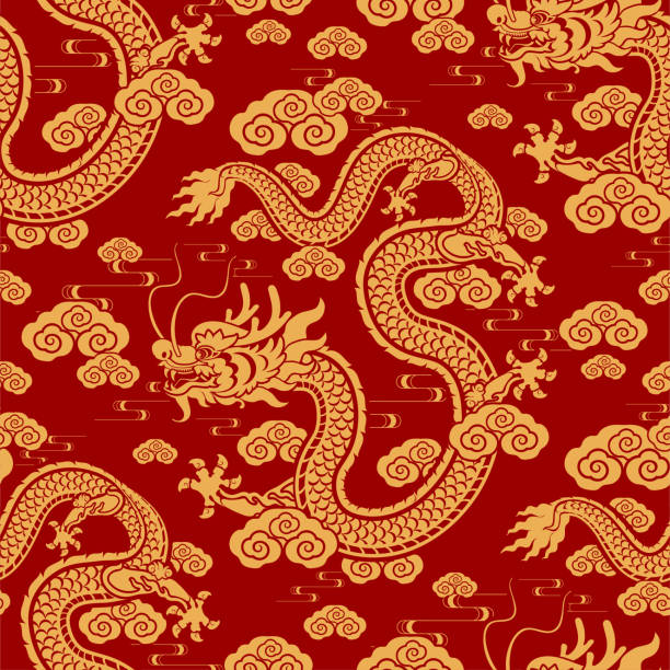 istock Seamless pattern happy chinese new year 2024 the dragon zodiac sign with asian elements paper cut style on color background. ( Translation : happy new year 2024 year of the dragon ) 1491585674