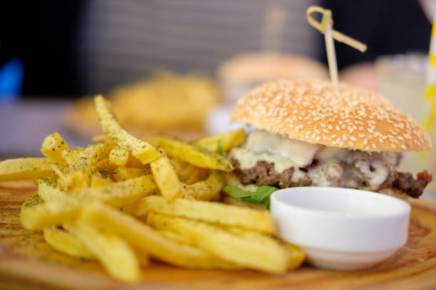 istock hamburger with french fries 1491586368