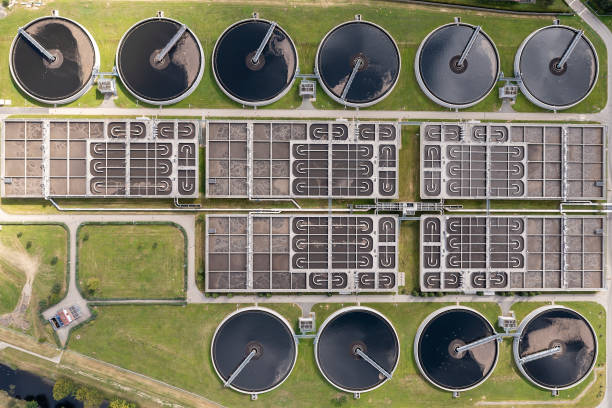 istock Sewage treatment plant from above 1491587592