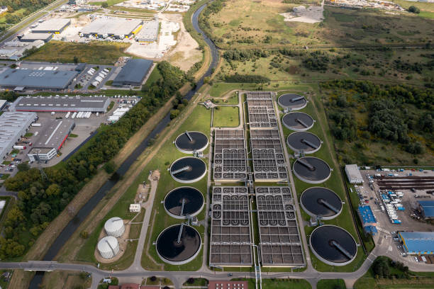 istock Sewage treatment plant from above 1491587832