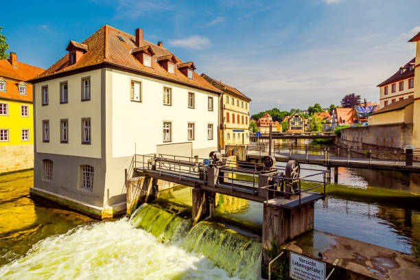 Bamberg town. Bavaria. German architecture. Germany. Regnitz river