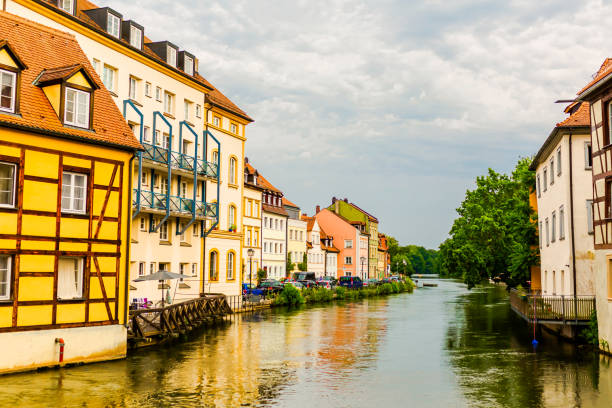 Bamberg town. Bavaria. German architecture. Germany. Regnitz river
