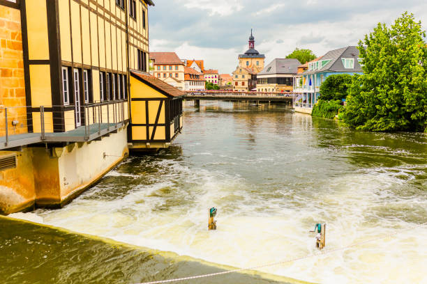 Bamberg town. Bavaria. German architecture. Germany. Regnitz river
