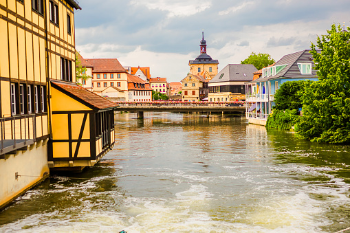 Bamberg town. Bavaria. German architecture. Germany. Regnitz river