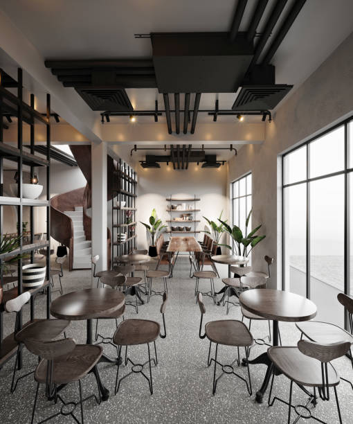 istock Vintage style coffee shop interior. 3d rendering 1491595178