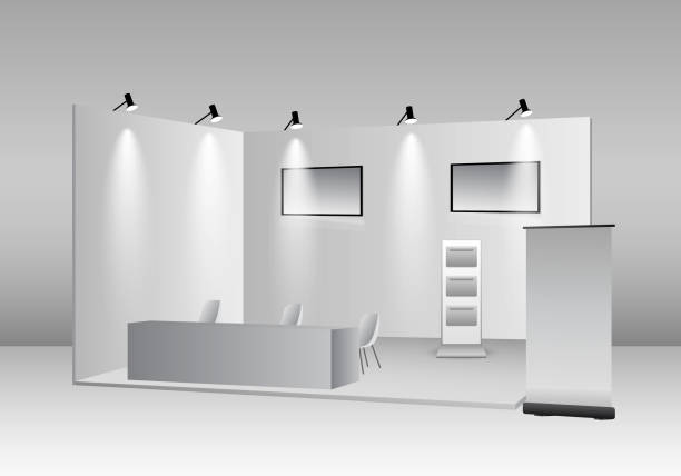istock set of realistic trade exhibition stand or white blank exhibition kiosk or stand booth corporate commercial. eps vector 1491600988