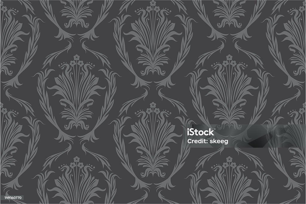 Preto sem costura Floral cinzento - Royalty-free Cor preta arte vetorial