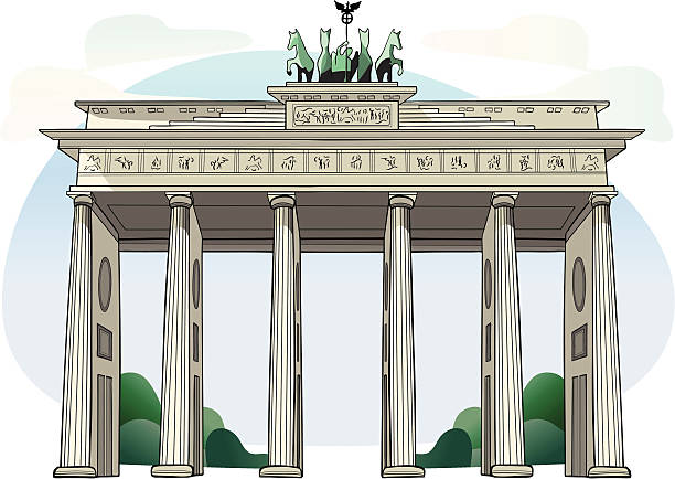 ilustraciones, imágenes clip art, dibujos animados e iconos de stock de brandenburg gate-berlín - brandenburg gate berlin germany germany night