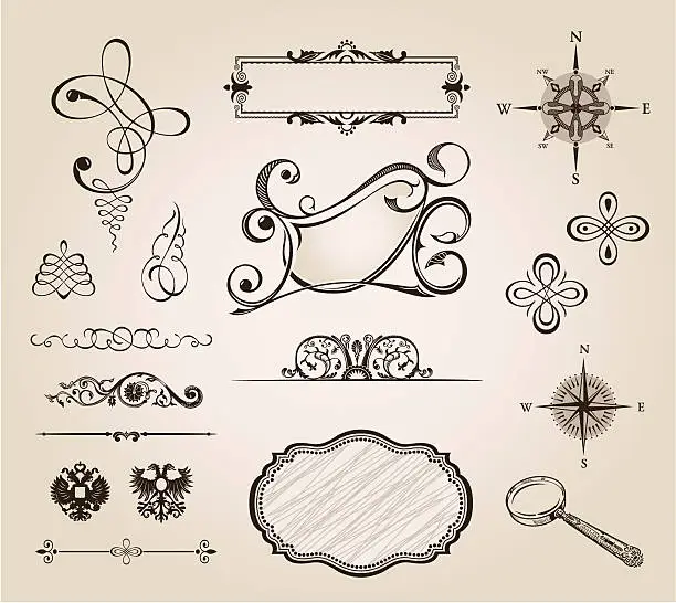 Vector illustration of Calligraphic elements vintage decor. Vector frame ornament