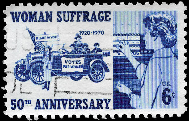 Woman Suffrage A Stamp printed in USA devoted to 50th anniv. of the 19th Amendment, which gave women the vote, circa 1970 voting rights stock pictures, royalty-free photos & images