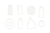 istock Outline vases vector illustrations set. Perfect icons for cards, decorations, logo, story. 1491615893