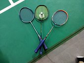 Badminton racket with shuttle cock