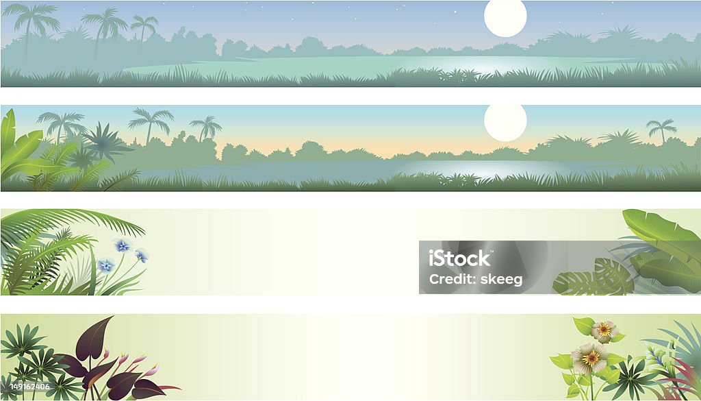 Banners Tropical - arte vectorial de Bosque pluvial libre de derechos