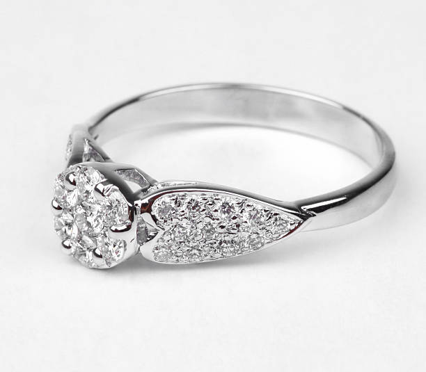 istock Contemporary diamond ring isolated on white background 149162584