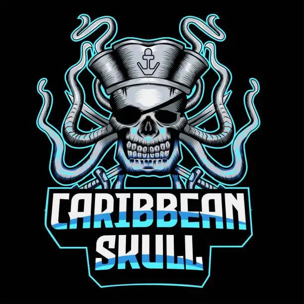 Vector illustration of caribbean skull mascot logo vector design