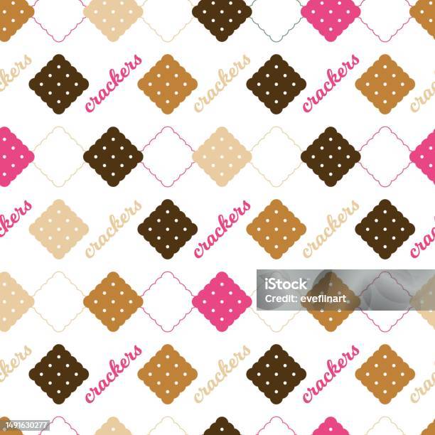 Crackers Thread Vector Cute Crackers Snack Party Vector Graphic Seamless Pattern Stock ...