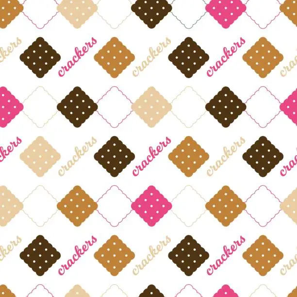 Vector illustration of Cute Crackers Snack Party Vector Graphic Seamless Pattern