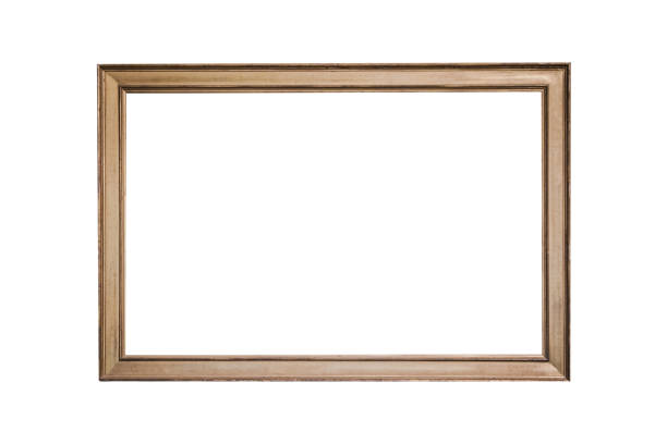Thin elegant photo frame simple minimalist isolated wood plain element stock photo