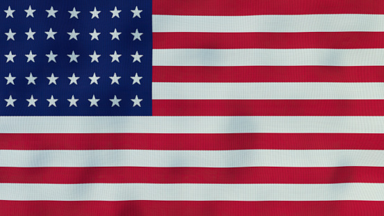 American Civil war - The United States of America from 1861 to 1863 Union (North) waving flag with silk texture