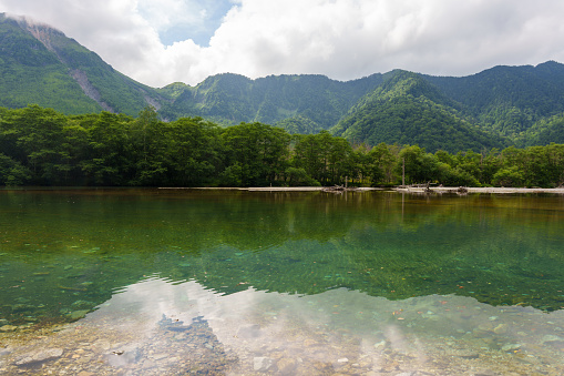 Green mountains and clear ponds, Kamikochi National Park, Taisho Pond, Hotaka mountain range