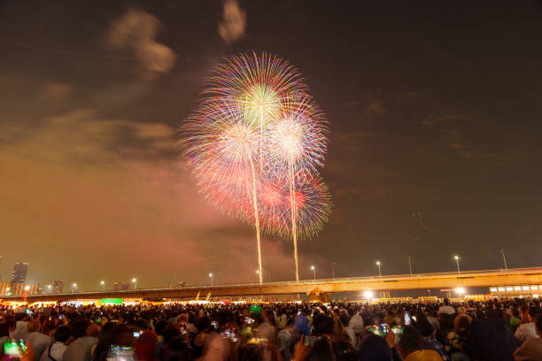 istock Fireworks at a fireworks festival and a large crowd watching them 1491636556