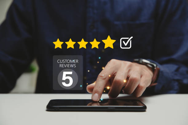 istock Businessman using smartphone give rating to service experience evaluate quality. 1491637599