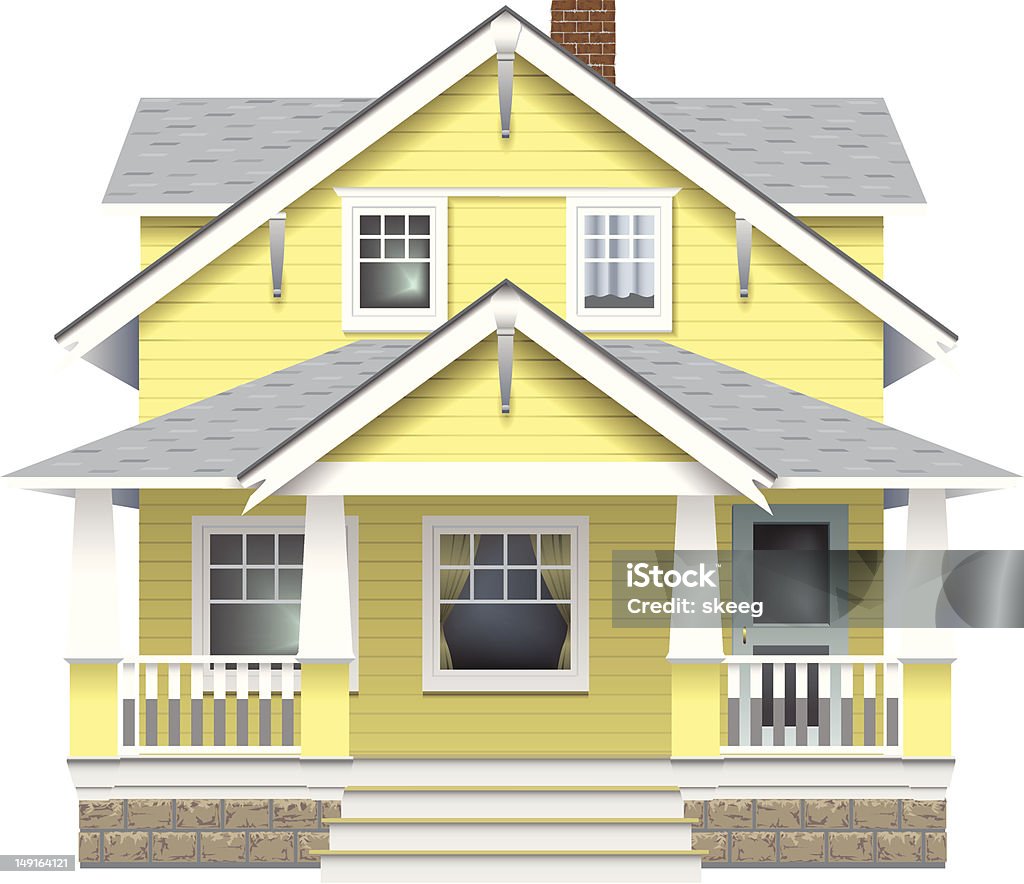 Close-up illustration of a modern farmhouse A classic farmhouse style home.  Farmhouse stock vector