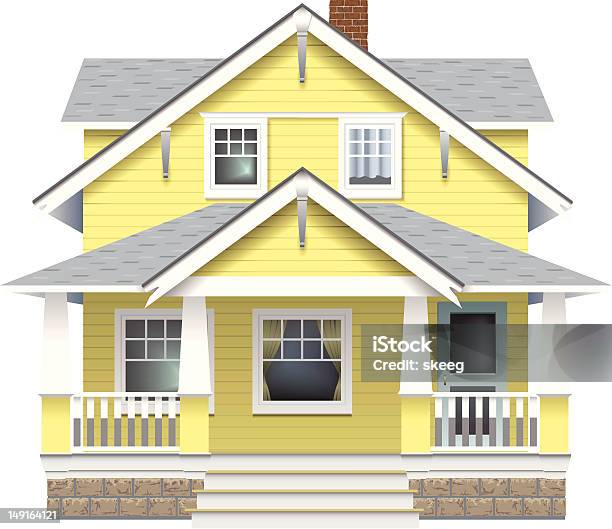 Closeup Illustration Of A Modern Farmhouse Stock Illustration - Download Image Now - Farmhouse, Porch, House